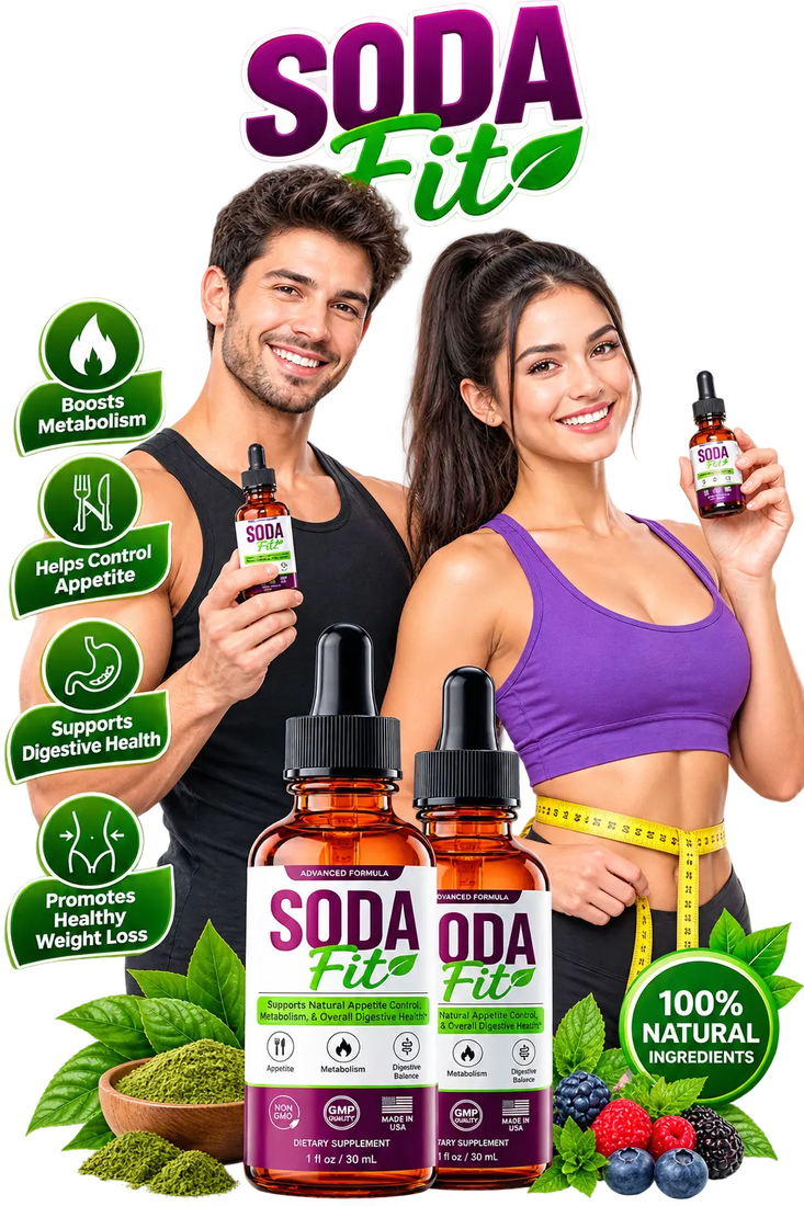 SodaFit™ promotional graphic with product bottles
